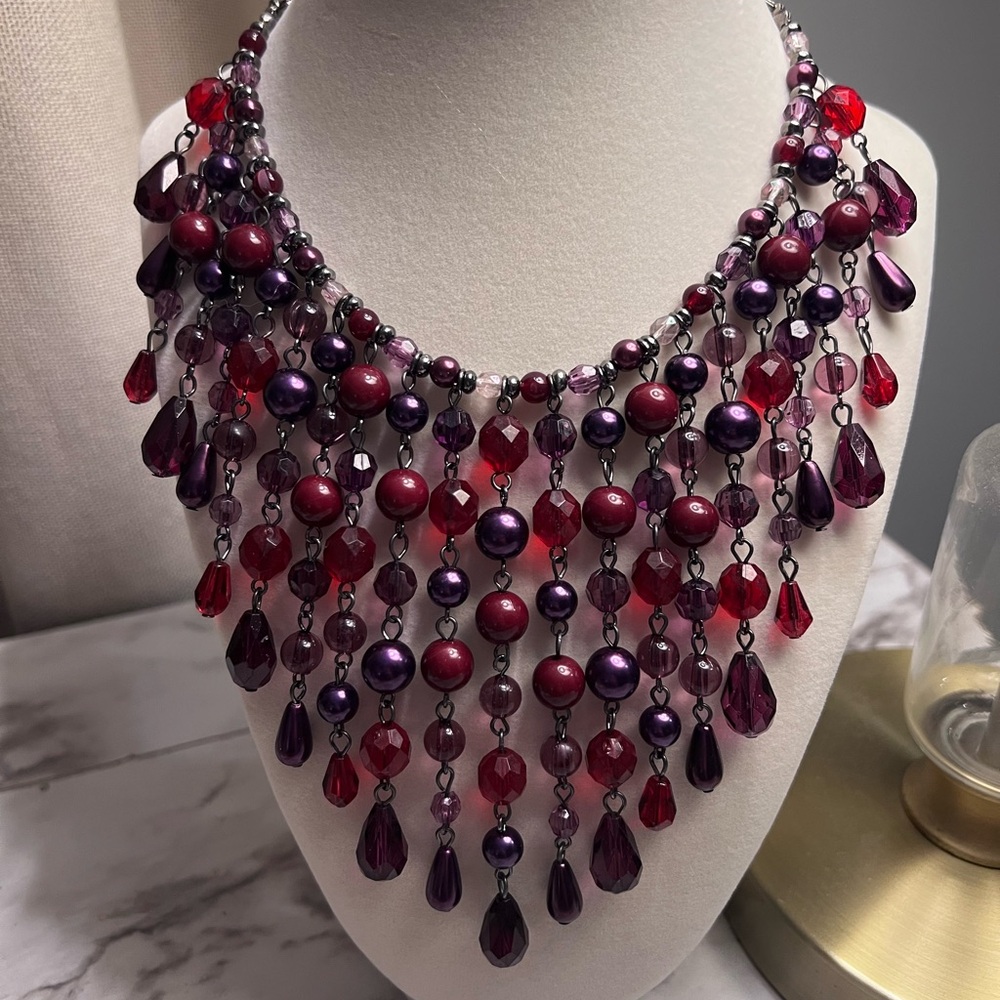 Alfani Purple and Red Statement Necklace